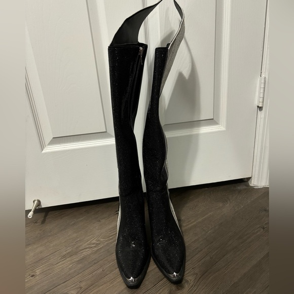 NWOB Dolls Kill / Club Exx Noir Ziggy Sheriff Shine Knee High Boots - Picture 7 of 8